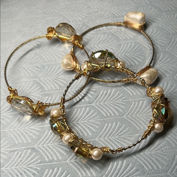 Elegant Gold and Silver Wire Wrapped Bracelets - Picture 1 of 15